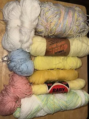 Baby Yarn Mixed Lot 9 Skeins Pastel B20 • $15.99