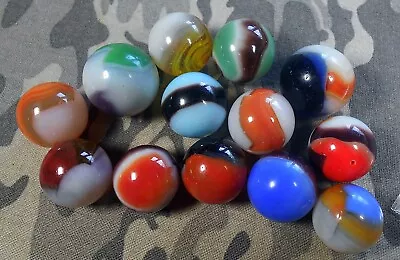 Wh  Set Of Vitro Agate Marbles Blackies  Whities  • $9.95