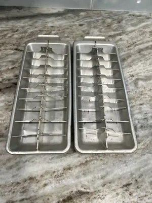 Frigidaire Metal Aluminum Ice Cube Trays Set Of 2 Vintage • $24