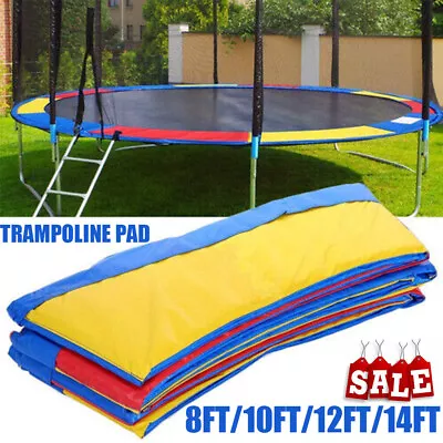 12FT Trampoline Safety Spring Pad Cover Reinforced Round Multi-Colour • $36.99