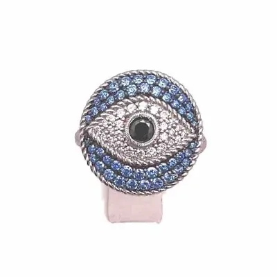 Judith Ripka Sterling Silver Diamonique Evil Eye Ring Size 6 • $150