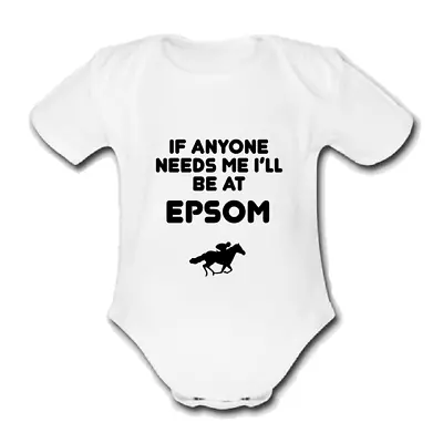 BE AT EPSOM Babygrow Baby Vest Grow Bodysuit HORSE RACING • £9.99