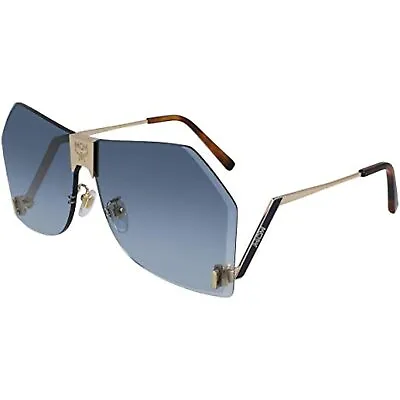 NEW MCM 135S 740 Shiny Gold Sunglasses With Blue Lenses & MCM Case • $99.95