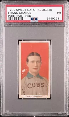 1909-1911 T206 Frank Chance Portrait-Red Sweet Caporal 350/30 PSA 1 • $330.36