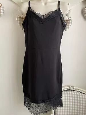 MISS SELFRIDGE Black Lace Trim Fitted Strappy Dress With Stretch - Small 12 • $8.71