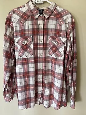 Wrangler Retro Size XL Long Sleeve Plaid Western Style Flannel Shirt Pearl Snaps • $6