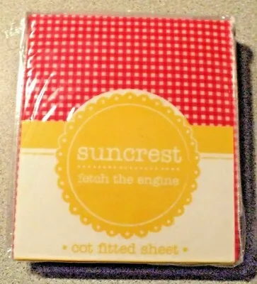 Suncrest Fetch The Engine Baby Cot Fitted Sheet Red Cheques (120 X 60cm) New • £7.99