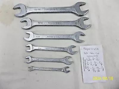 Vintage 6 PC. Forged In USA Open End Wrench Set - 12 SAE SIZES • $14.99