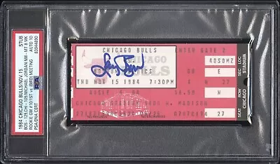 Michael Jordan Vs Larry Bird #1 Mj Rookie Year 1984 Game#10 Ticket Psa 8 Auto 10 • $2999