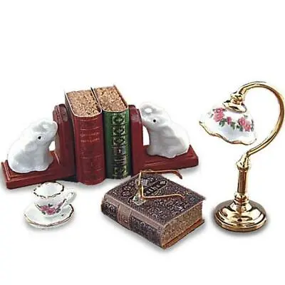 Desktop Set Reutter 1.876/6 Lamp Elephant Book Ends Tea Cup Dollhouse Miniature • $84.22