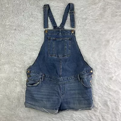 Isabel Maternity Shortall Women Jean Overalls Medium Wash Denim Size 12 • $12.99