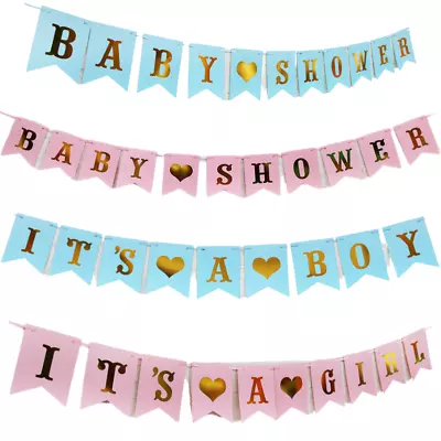 Baby Shower Its A Boy Girl Banner Hanging Garland Pink Decoration Party Bunting • £2.99