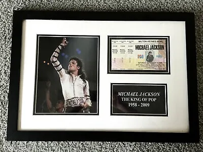 Michael Jackson Rare Framed Memorabilia Bad Tour Photo +  Ticket  • $169