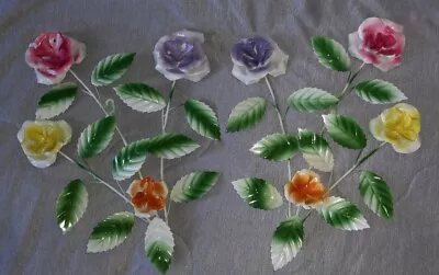 Vintage Floral Wall Decorations- Roses- Pink Purple Yellow Orange *Set Of 2* • $25
