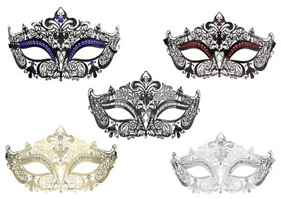 Metal Masquerade MASK ORNATE Lace Filigree Venetian Half-face PROM MASKED BALL • £11.99