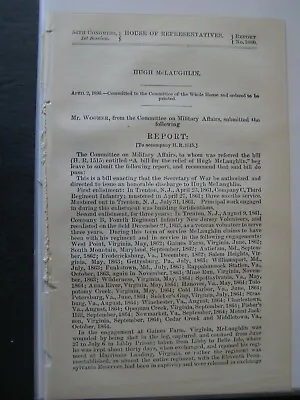 $22 • Buy Government Report 1896 Hugh McLaughlin Honorable Discharge 3rd Reg Civil War