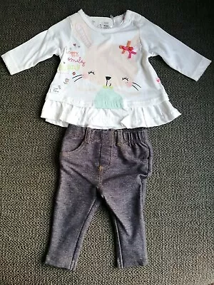 *SALE* BNWT Babaluno Baby Girls Bunny Rabbit Leggings Outfit 0-3mths • £8