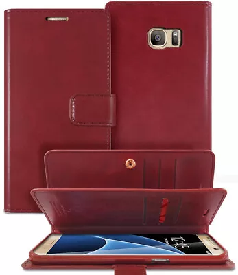 Stylish Wine Galaxy S6 Edge Genuine Mercury Mansoor Diary Wallet Case • $29.95