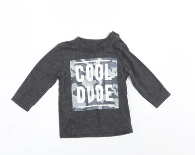 £4 • Buy Primark Boys Grey Cotton Basic T-Shirt Size 3-6 Months Roll Neck