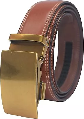 Genuine Leather Mens Ratchet Belt Belts For Men Adjustable Automatic Buckle • $20.99