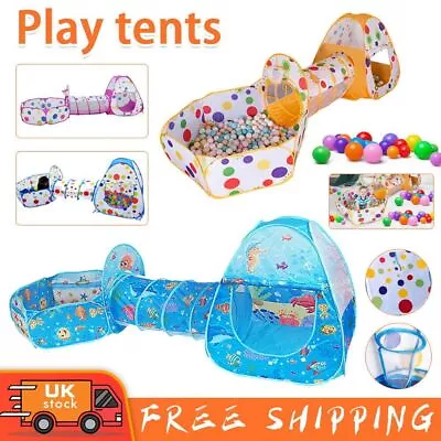 3 In1 Ocean Kids Baby Play Tent Pop UP Playhouse Baby Tunnel Ball Pit Portable • £8.49