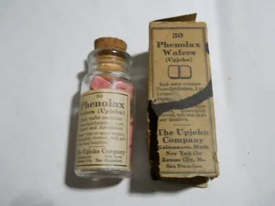 FULL BOTTLE Of Vintage PHENOLAX By UPJOHN Glass Bottle Paper Label W/ Box • $34.95