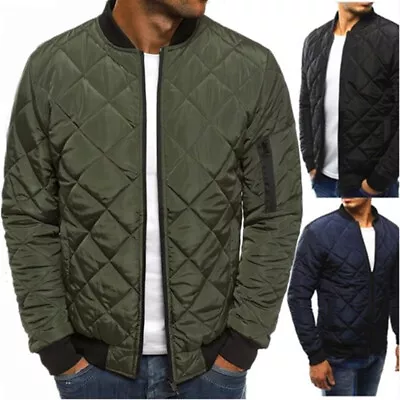 Mens Warm Padded Puffer Jacket Casual Zip Winter Coat  Outwear Tops Slim # • $41.23