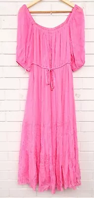 Women's Forever New Pink Textured Off The Shoulder Maxi Dress Size 12 • $37.95