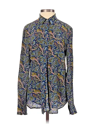 J. Crew Silk Button-Up Shirt In Botanical Cheetah Tiger Jungle Cat Print S/6 • $64.99