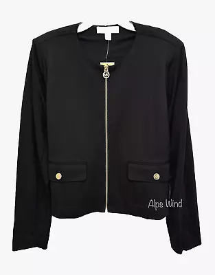 Michael Kors Womens Full Zip Cropped Long Sleeve Black Blazer Size-XL NWT$195 • $59.99