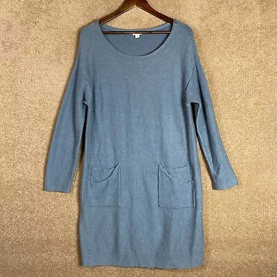J. Jill Purejill Sweater Dress Size Medium Blue Long Sleeve Knit Cotton Cashmere • $16