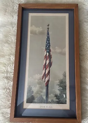 Vintage  Our Flag  Framed Print By Fred Tripp McCleary Hospital 12.5” X 23” • $120