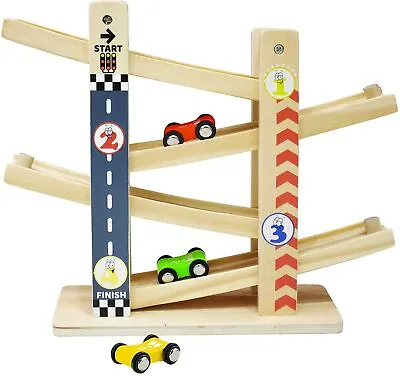 £22.99 • Buy Wooden Track Car | Click Clark Race Car With 4 Cars| Car Ramp Toy