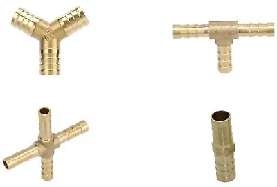 Brass Hose Connectors (Straight Joiner T-Piece Y-Piece X-Connector) 6mm 8mm 10mm • £2.99