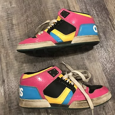 Osiris NYC 83 SLM Girls Size 10 Multi Retro Color Block Pink Blue Skate Shoes • $49.97