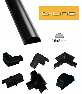 D-Line 16mm X 8mm Black Micro Trunking PVC Cable Management Hide Cover • £24.99