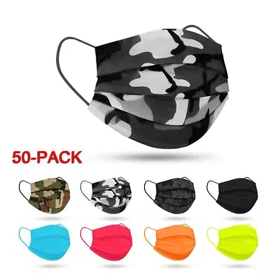 50 PCS Protective Disposable 4-Ply Bright Colored FACE MASK Mouth Cover US Stock • $5.99