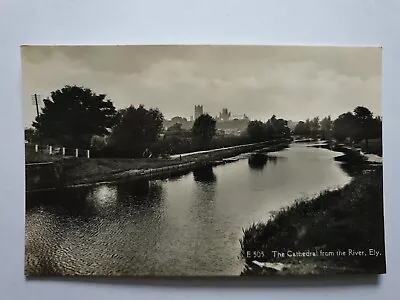 Ely Cathedral From The River B/W Cambridgeshire Real Photo Postcard • £5