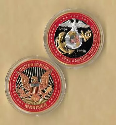 US Marine Corps USMC  Once A Marine Always A Marine  Gold Plated Challenge Coin • $10