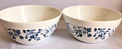 2 Mikasa TARYN 6  Soup Cereal Bowls Blue Floral On White Beaded Edge Bone China • $12.50