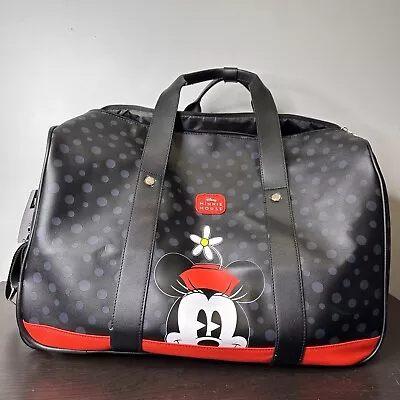 Bioworld Disney Minnie Mouse Rolling Duffle Bag Luggage Black & Red • $139