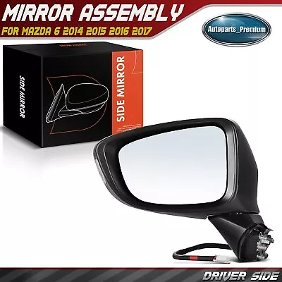 Black Driver Manual Folding Mirror W/ 6pin For Mazda 6 2014-2017 W/ Signal Light • $46.99