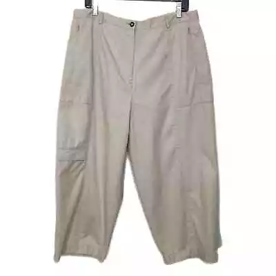 Cargo Hiking Pants Khaki Capri Women 16 High Waist Relax Outdoor Casual Conrad C • $12.99