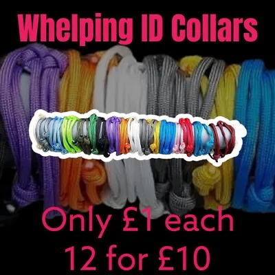 5 Paracord Whelping Collars ID Collars Adjustable And Reusable Puppy Collars • £5