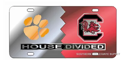 CLEMSON Tigers / USC Gamecocks HOUSE DIVIDED License Plate / Tag • $29.95