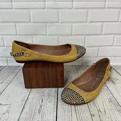 Jeffery Campbell Yellow Flats Size 7 Shoes Stud Chain Leather • $15.88