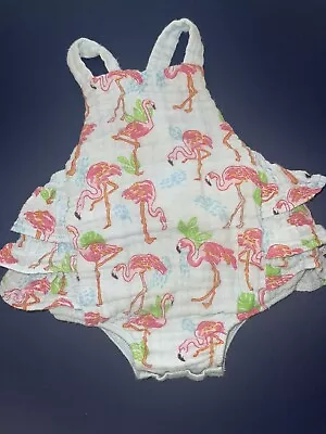 Mud Pie Baby Girl Flamingo Tropical Bubble Romper Sunsuit 3-6 Months • $12