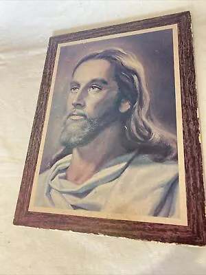 Vintage Jesus  Wood 9” X 12” Picture. • $3