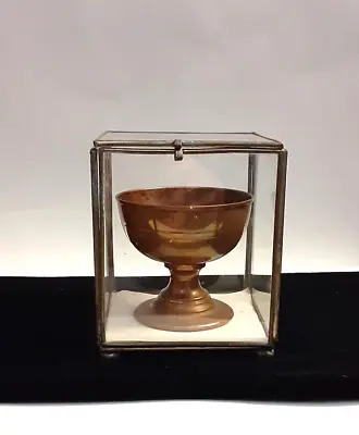 Antique Vintage  Collectible Copper Chalice In Glass Display Casing Estate • $299.99