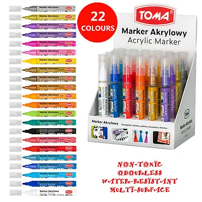 £3.49 • Buy Acrylic Paint Marker Pens Permanent For Stone Leather Fabric Plastic 22 Colours